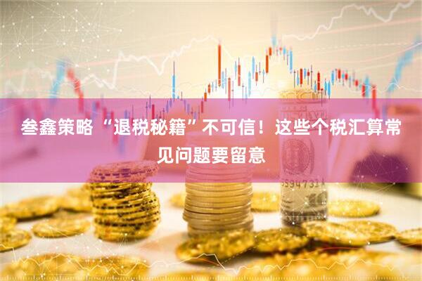 叁鑫策略 “退税秘籍”不可信！这些个税汇算常见问题要留意
