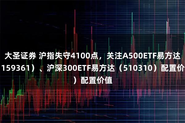 大圣证券 沪指失守4100点，关注A500ETF易方达（159361）、沪深300ETF易方达（510310）配置价值