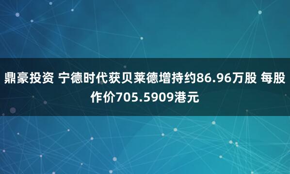 鼎豪投资 宁德时代获贝莱德增持约86.96万股 每股作价705.5909港元